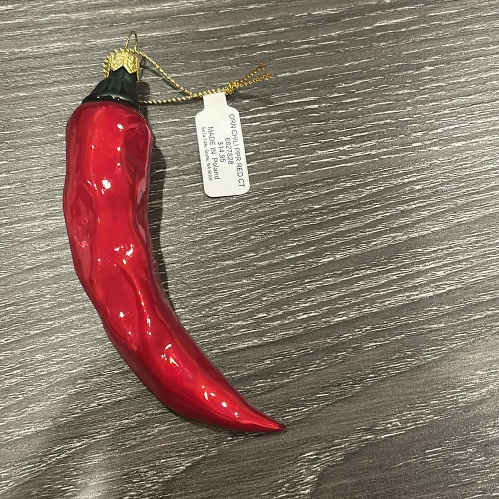 Sur La Table Red Chile Pepper Glass Ornament